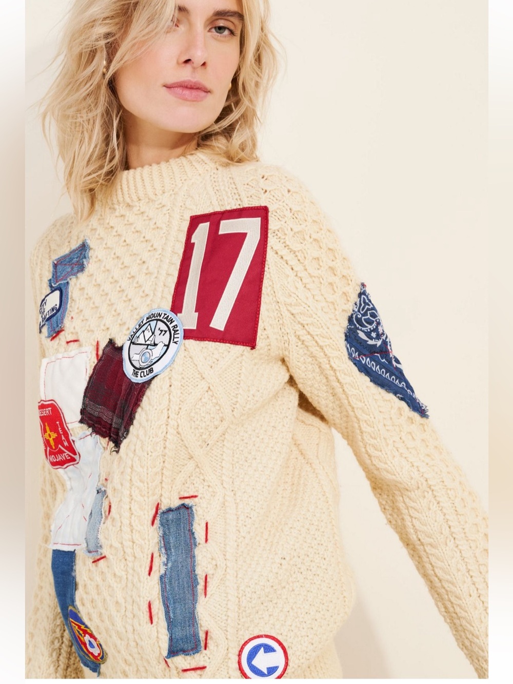 Riley Vintage Patched Wool Blend
Crewneck Sweater M